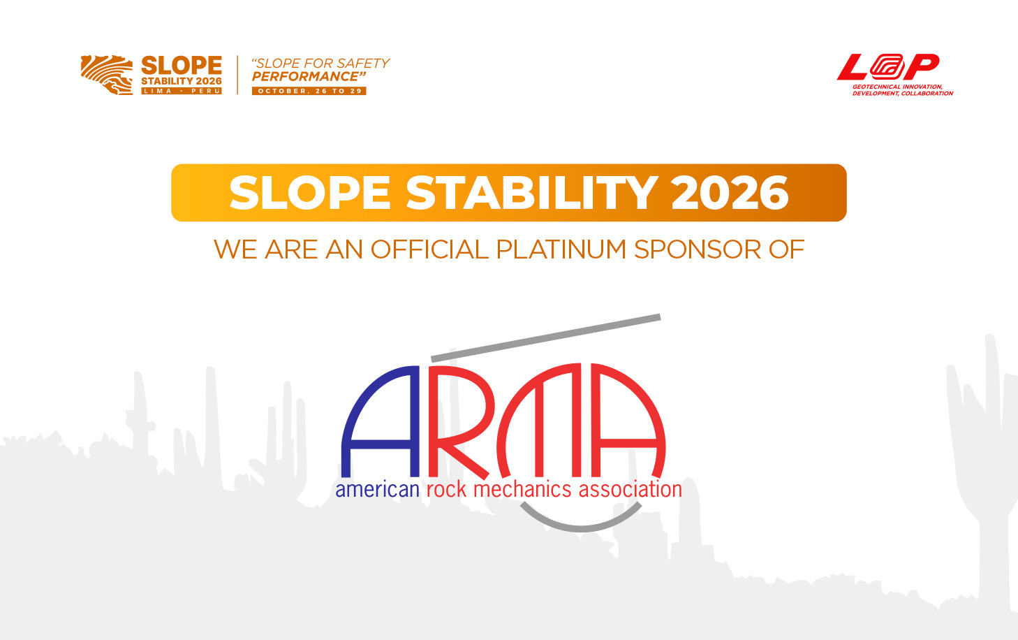 Slope Stability 2026 llevará su propuesta técnica a ARMA 2026 como auspiciador Platinum